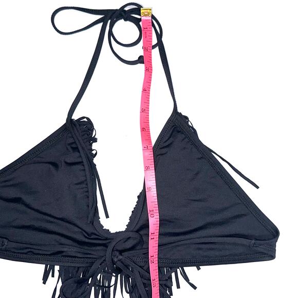 L*Space Audrey Black Fringe Halter Bikini Top - Picture 14 of 14